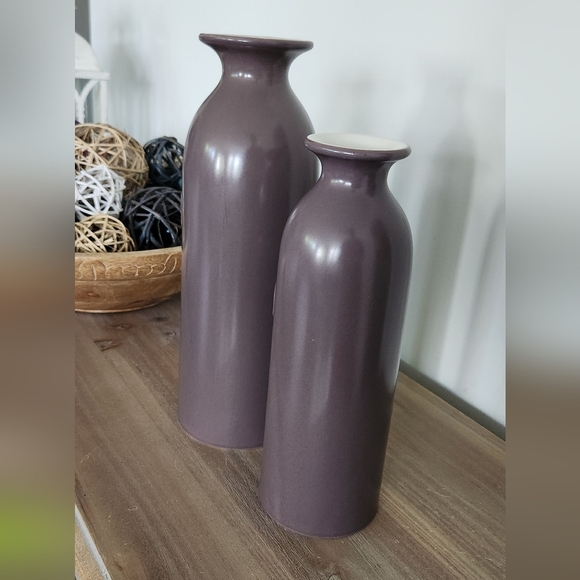 🌸 Elegant Lavender Ceramic Vase Set – Heavy Weight, Excellent Condition - Picture 6 of 16